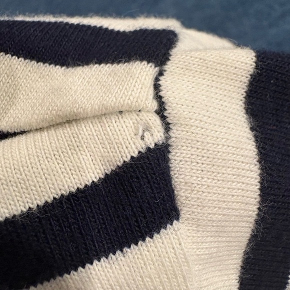 Talbots stripe tie neck long sleeve tshirt M nautical white blue - Picture 5 of 5